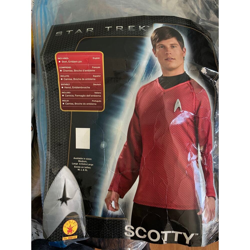 Star Trek Scoty Red Long Sleeve Shirt Halloween Costume Size Large